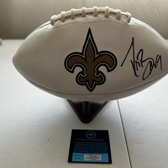 DREW BREES SIGNED NEW ORLEANS SAINTS LOGO AUTOGRAPHED FOOTBALL W/HOLO COA - 654 - Picture 1 of 4
